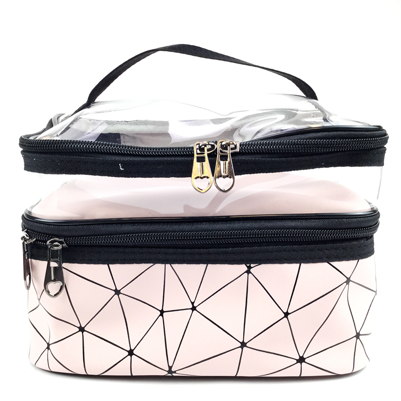 Bolsas de cosméticos geométricas luminosas bolsa de maquiagem para viagem