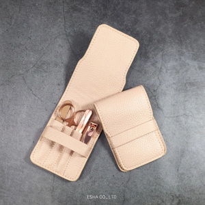 Kit de manicure de metal dourado com embalagem de bolsa de PU nude