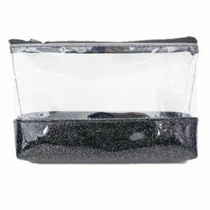 Bolsa cosmética para lápis de couro transparente 