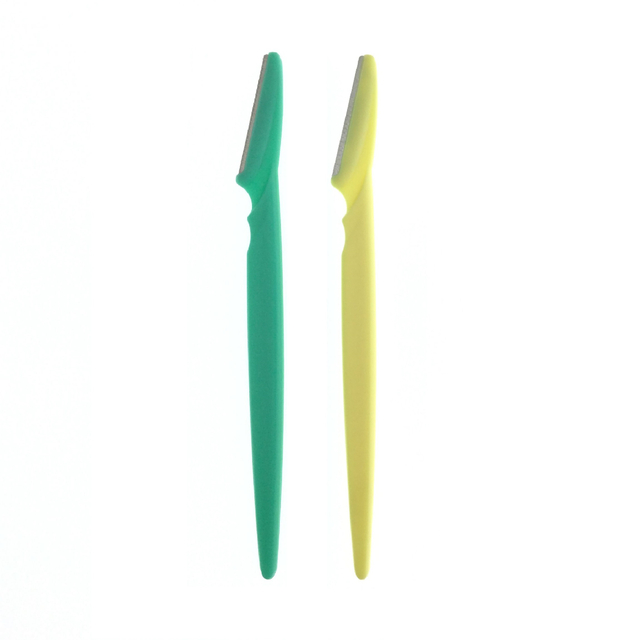 Lâmina de sobrancelha profissional amarela e verde com cobertura de precisão 