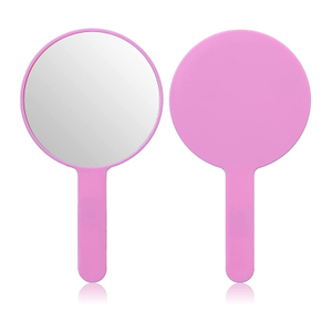 Espelho de mão redondo decorativo rosa