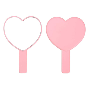 Espelho de mão decorativo rosa em forma de coração